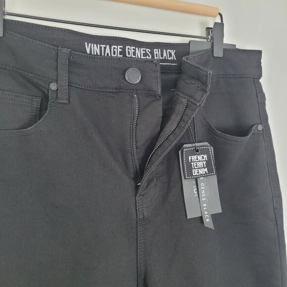 VGB Vintage Genes Black Size 34x30 Slim Fit Stretch French Terry Jeans Black NWT - Picture 8 of 13